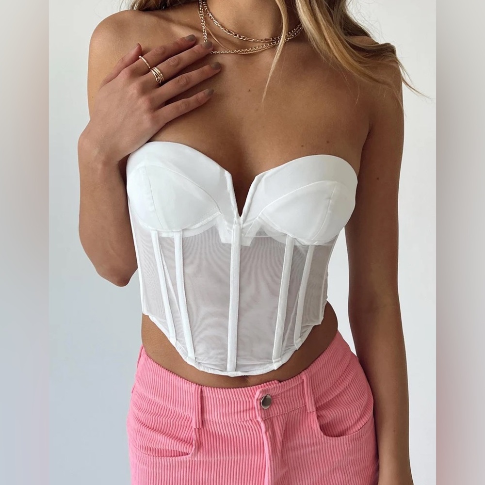 White mesh corset top